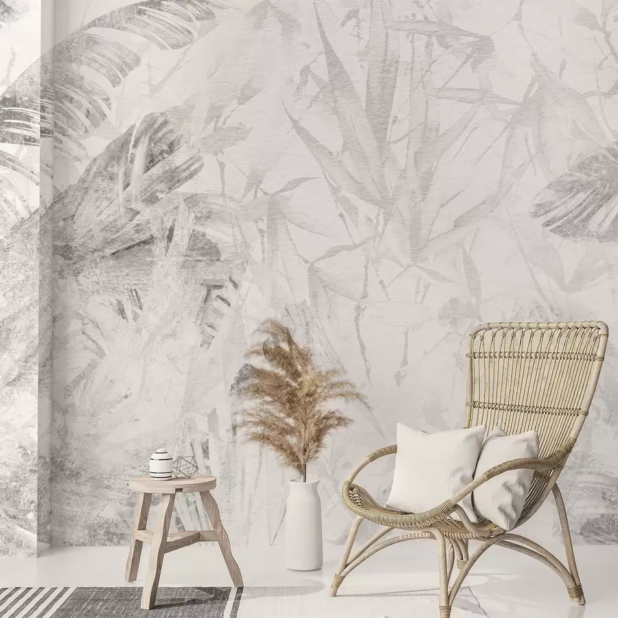 murais de parede Abstração floral em estilo grunge com imitação de abrasão w03926