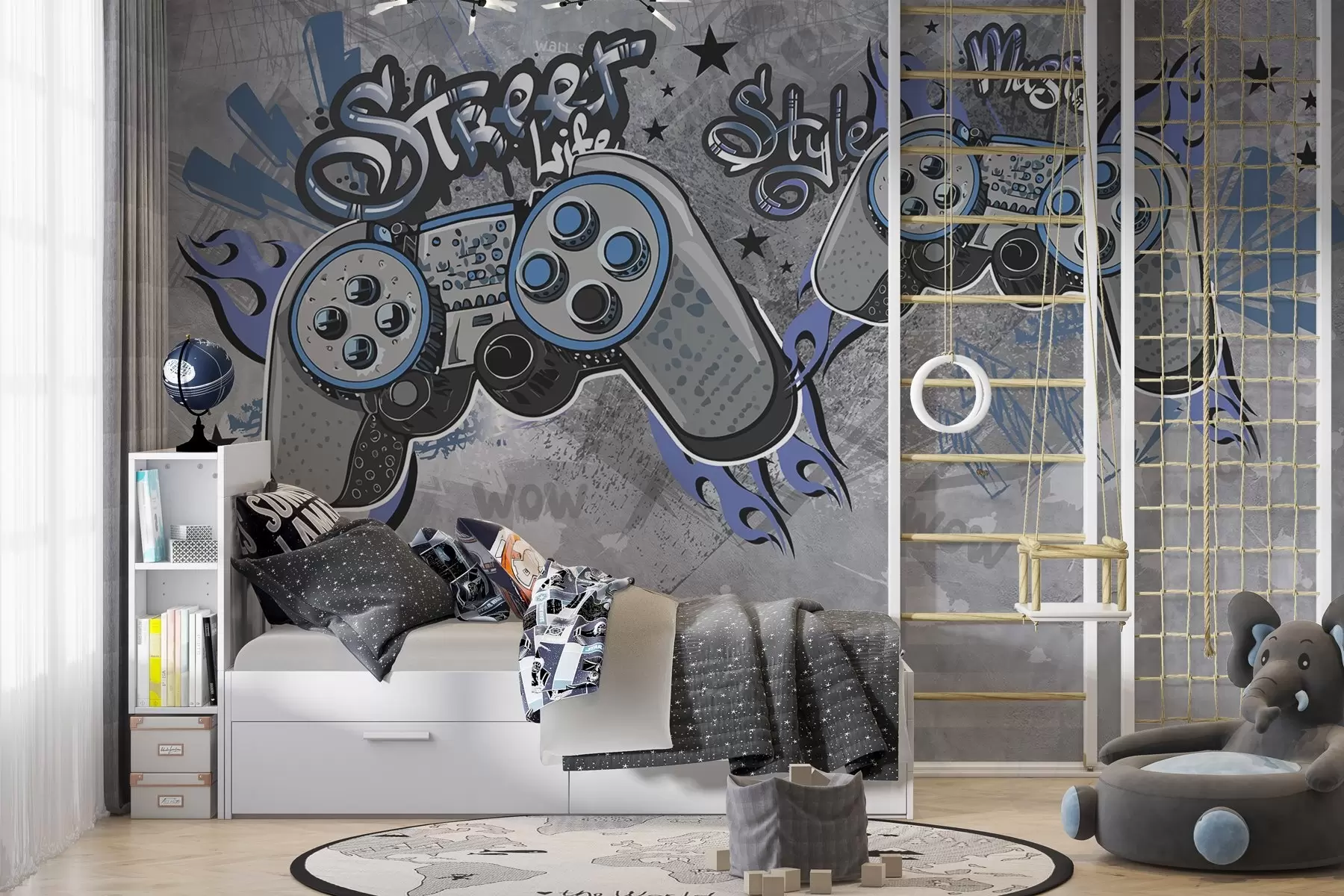 murais de parede Consoles no estilo street art na parede grunge w04054