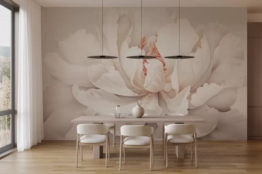 murais de parede Botão de peônia florescendo em cores pastéis w04061