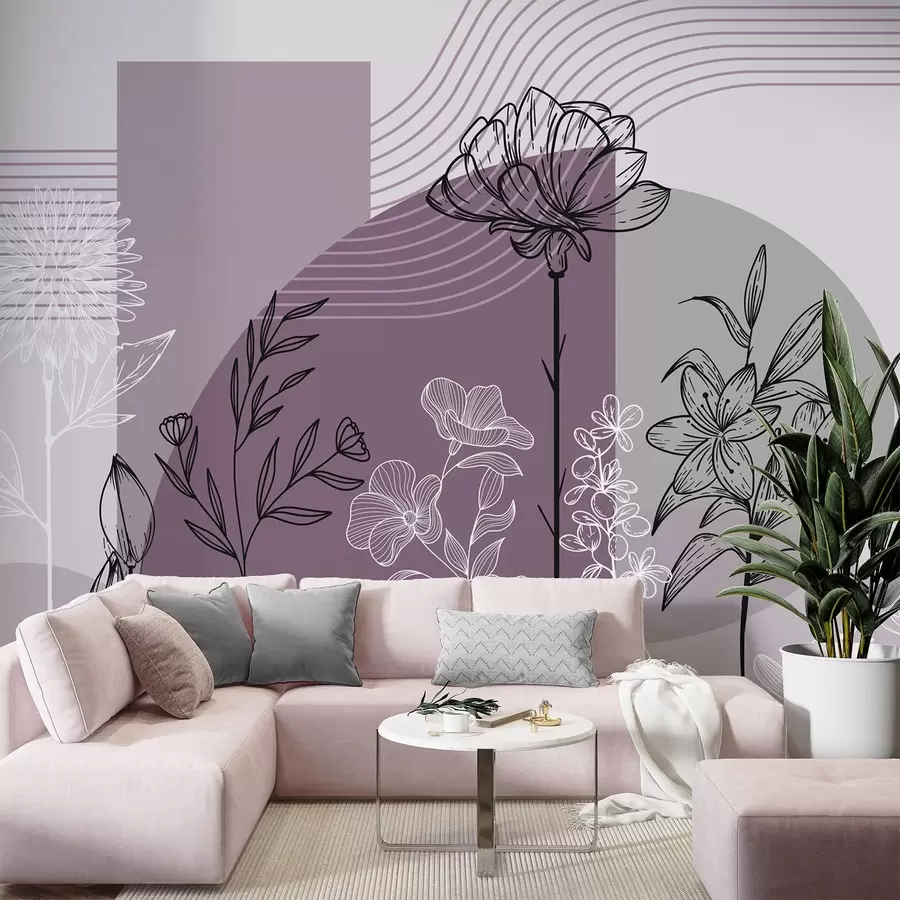 murais de parede Contorno floral boho w04081v2