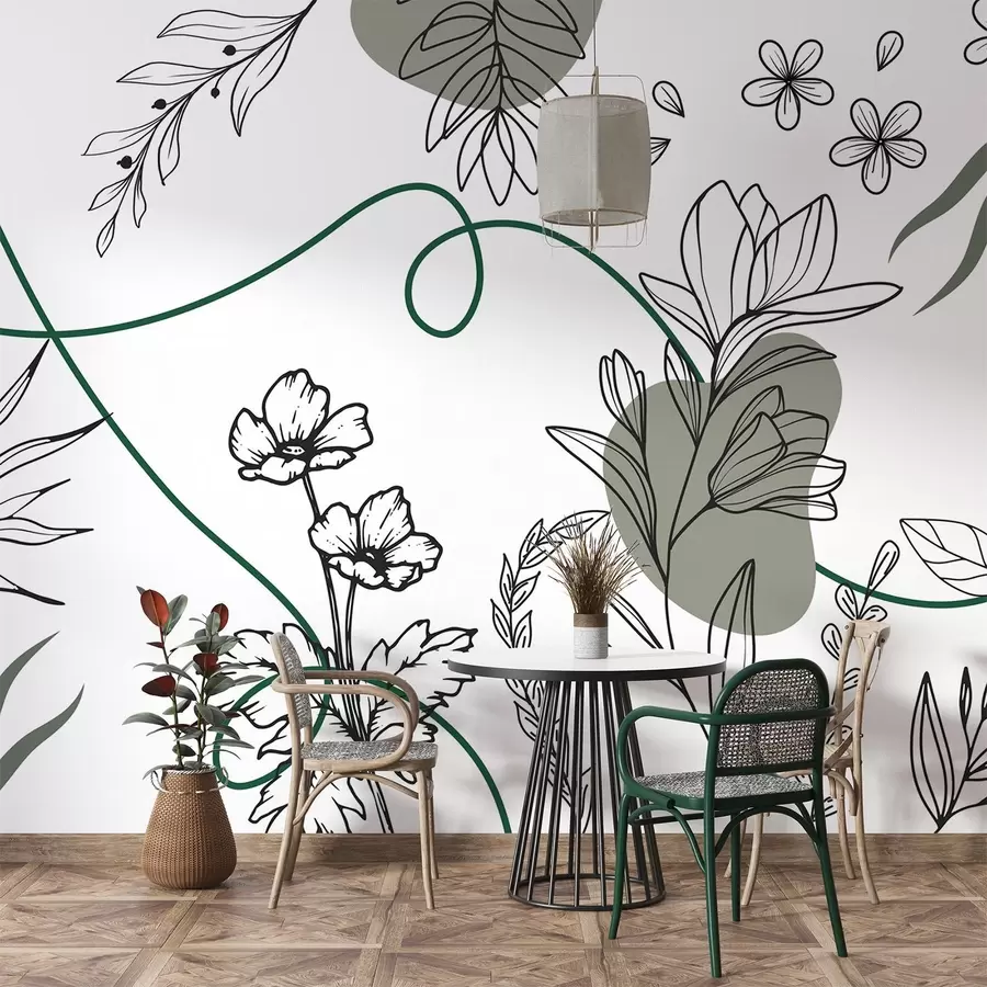 murais de parede Contorno floral boho w04082