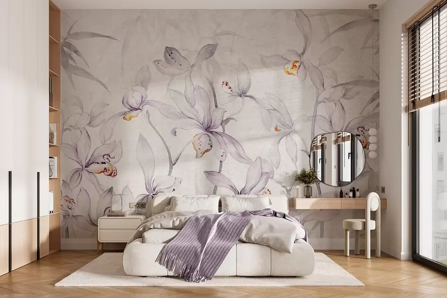 murais de parede Orquídeas selvagens, em tons de roxo w03933