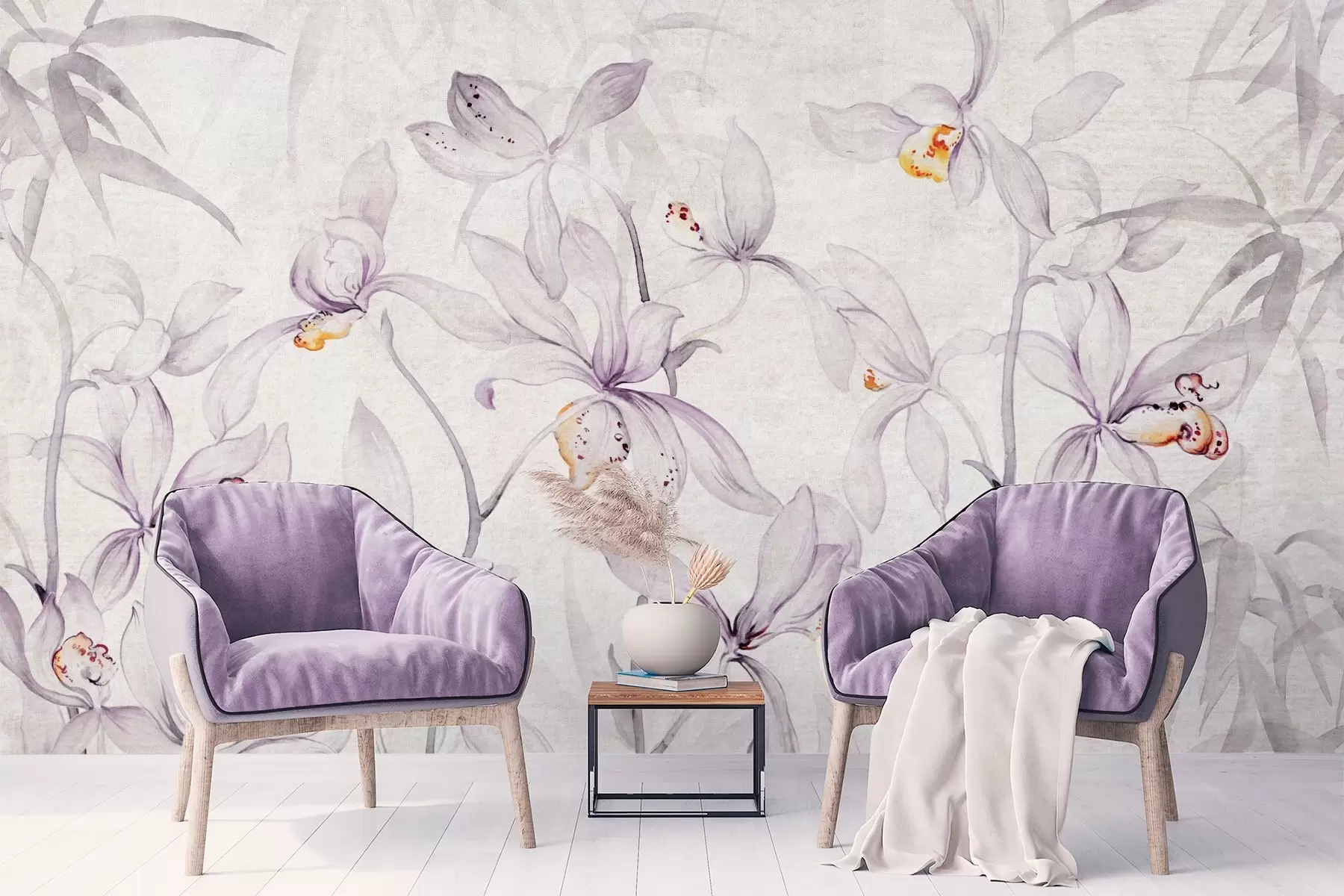 murais de parede Orquídeas selvagens, em tons de roxo w03933