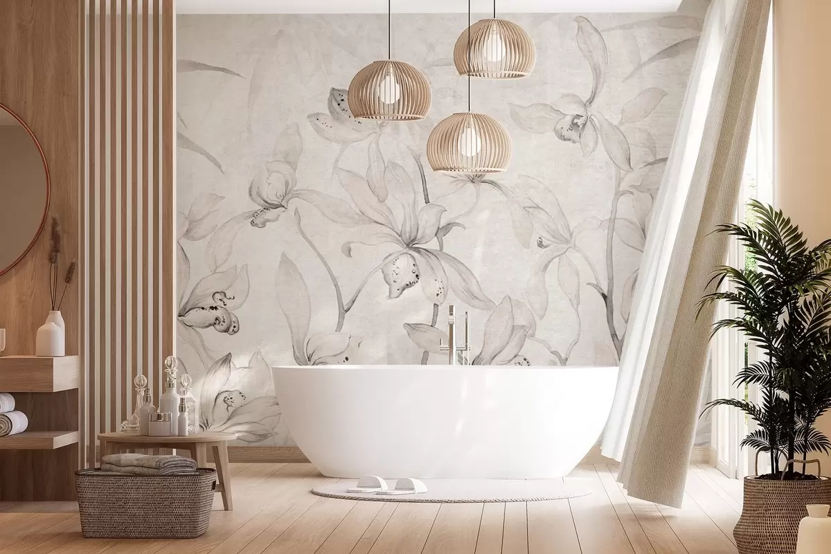 murais de parede Orquídeas selvagens, tons de bege w03933v1