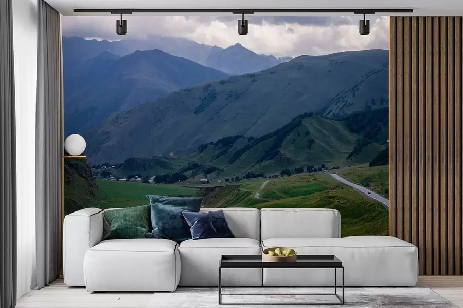 murais de parede Paisagens da Geórgia, montanhas, viagem de carro, realismo w04097