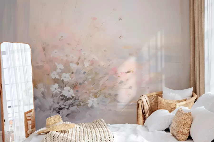 murais de parede Buquê de flores na janela, imitação de pintura w04101