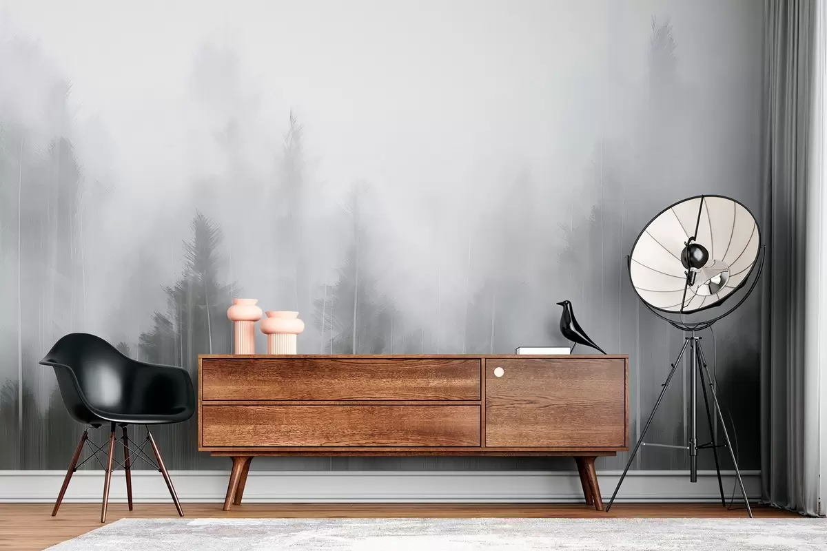 murais de parede Pintura de imitação de floresta de coníferas w04104