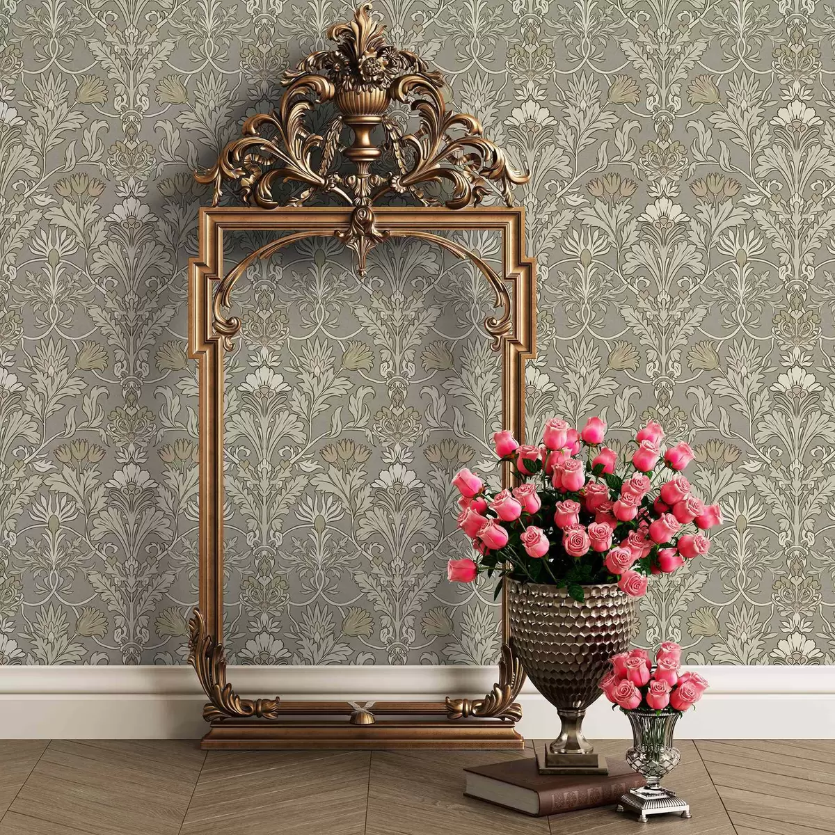 Papel de parede Ornamento floral clássico no estilo de William Morris a00171