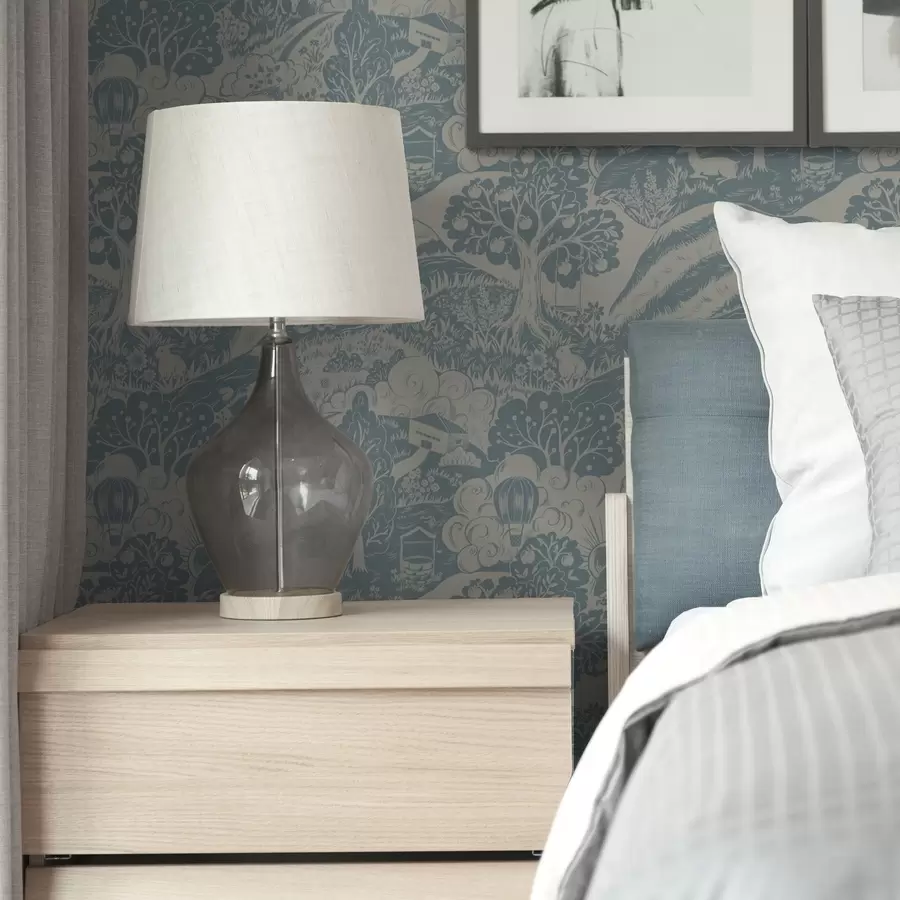 murais de parede Floresta de fadas com animais no estilo de uma ilustração infantil a00172