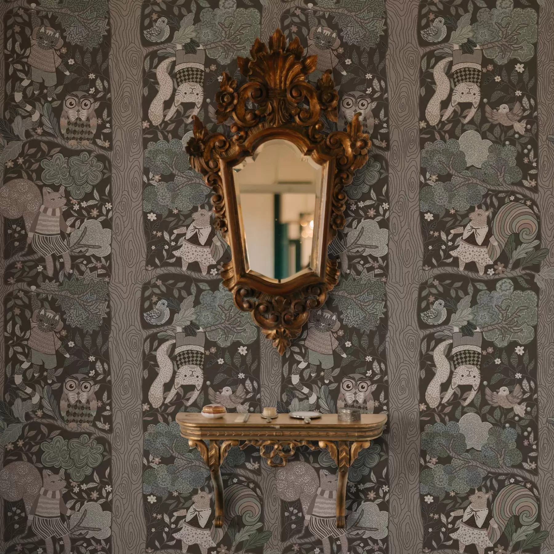 murais de parede Desenho gráfico da natureza feito à mão em estilo étnico a00173