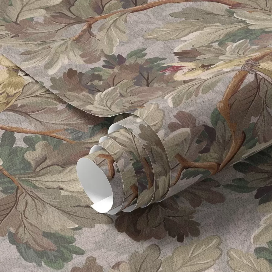 murais de parede Pássaros em galhos em estilo botânico vintage a00175