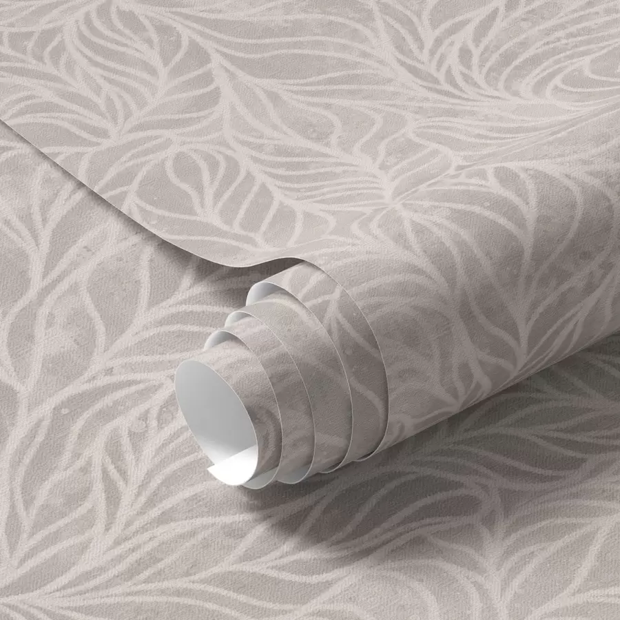 murais de parede Textura abstrata bege com linhas suaves de folhas a00179