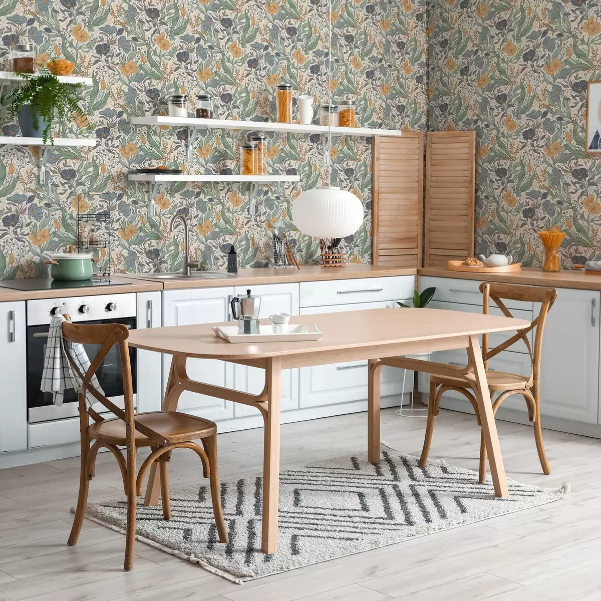 Papel de parede Ilustração desenhada à mão de flores do prado em cores quentes a00180