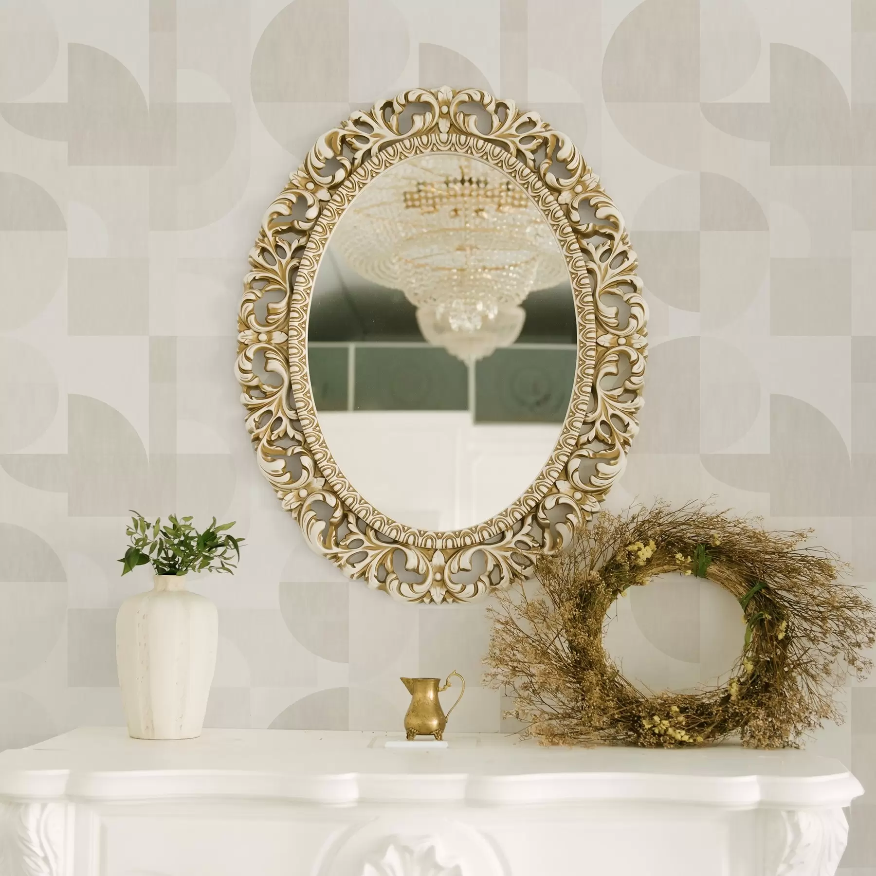 murais de parede Geometria minimalista em uma paleta de creme claro a00189