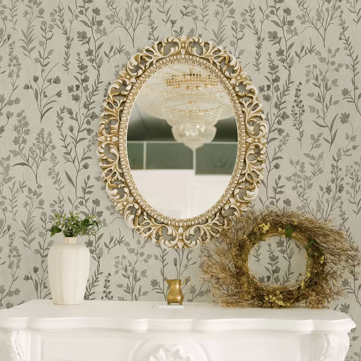 Papel de parede Gramíneas monocromáticas em estilo vintage a00192