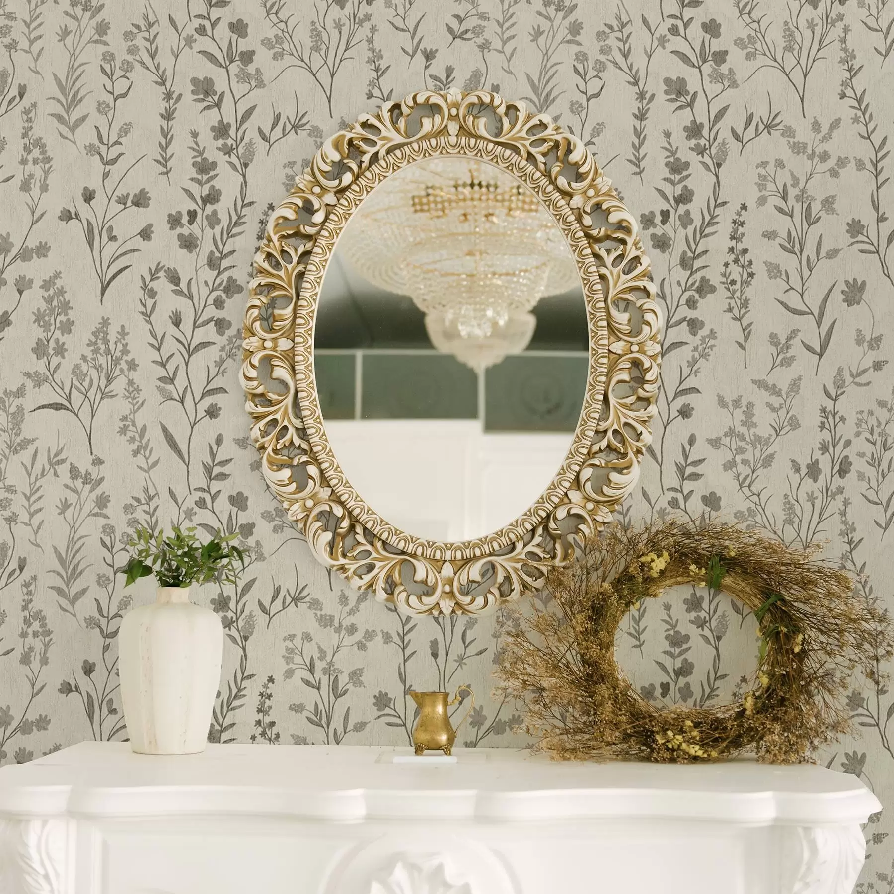 murais de parede Gramíneas monocromáticas em estilo vintage a00192