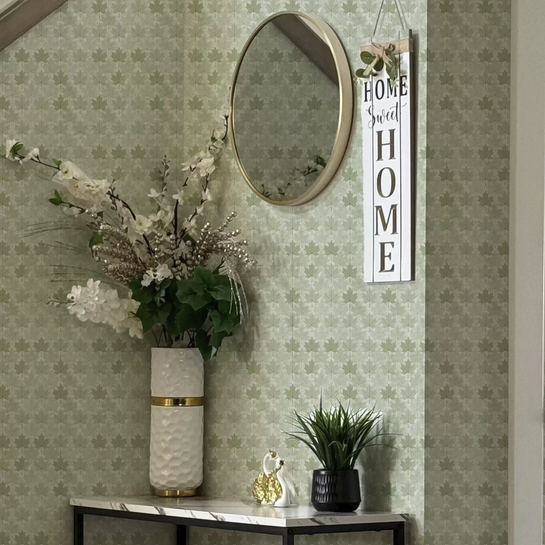 murais de parede Padrão de luz com folhas de bordo a00195