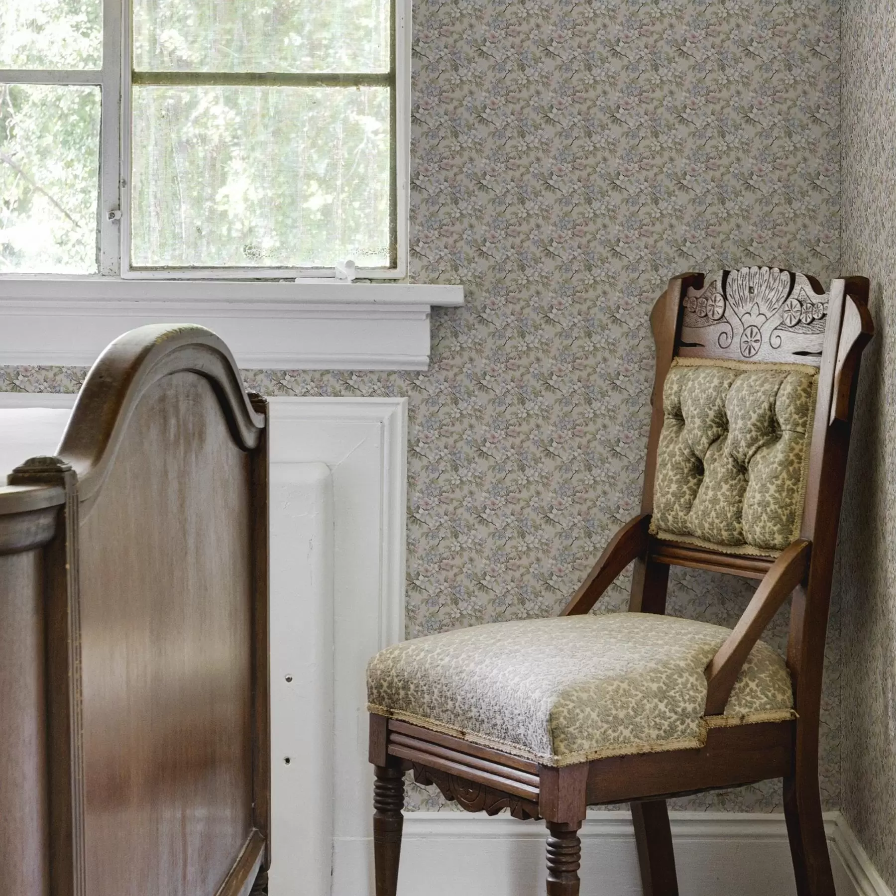 murais de parede Buquê diagonal com flores de primavera em tons delicados a00204