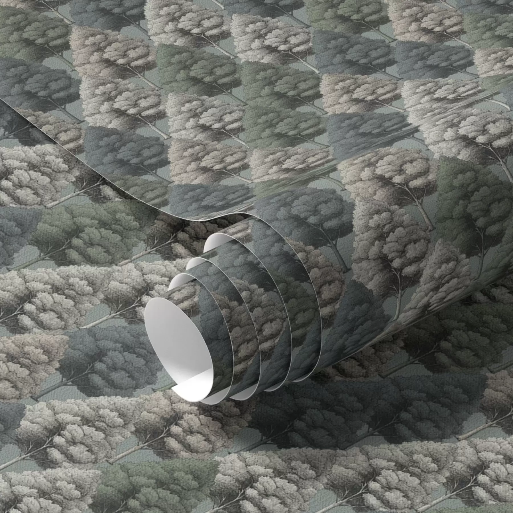 murais de parede Padrão geométrico de floresta com árvores em cores verdes a00209