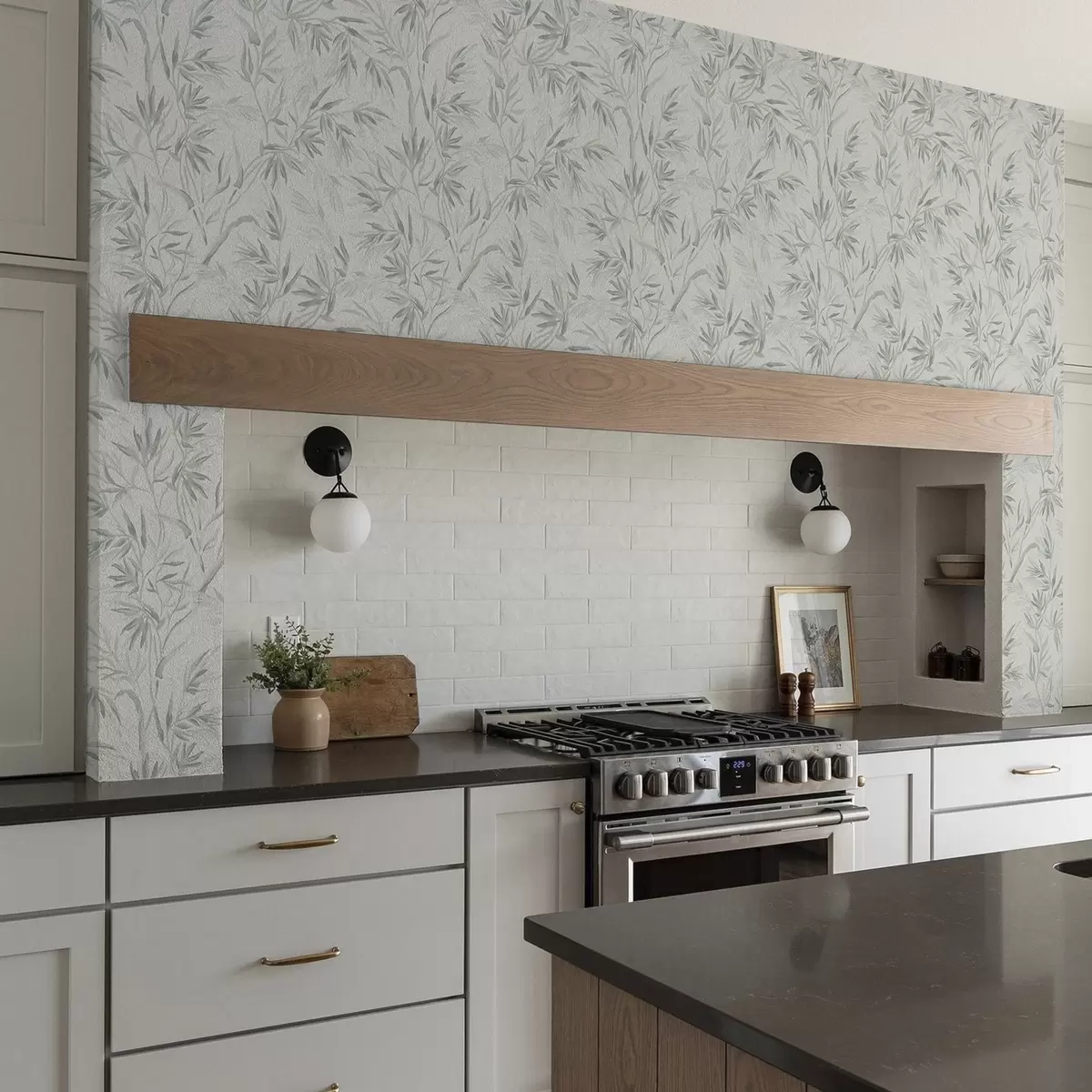 Papel de parede Folhas em aquarela em tons frios, design minimalista a00225