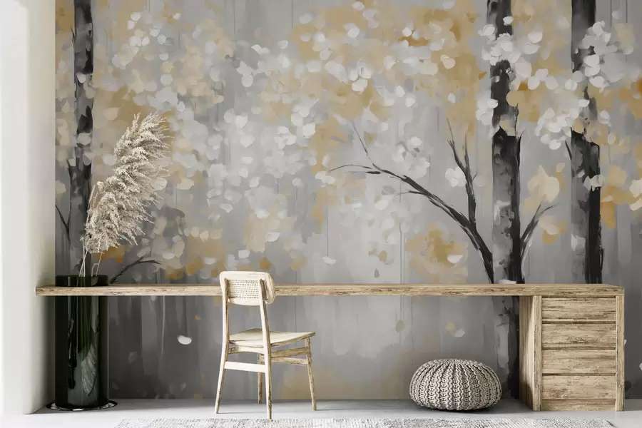 murais de parede Árvores abstratas com traços de imitação w04017