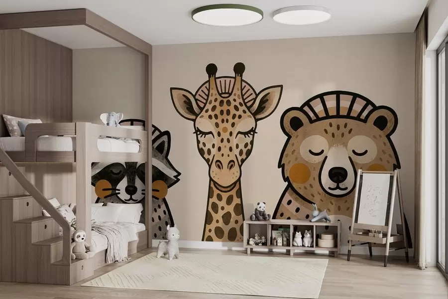 murais de parede Animais desenhados em estilo aquarela w04111