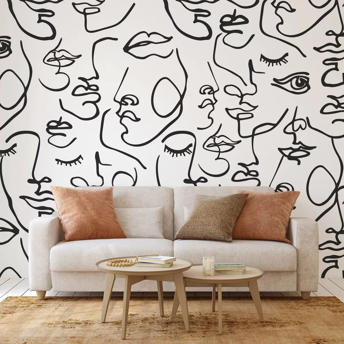 murais de parede Rostos abstratos na cor preta w04121