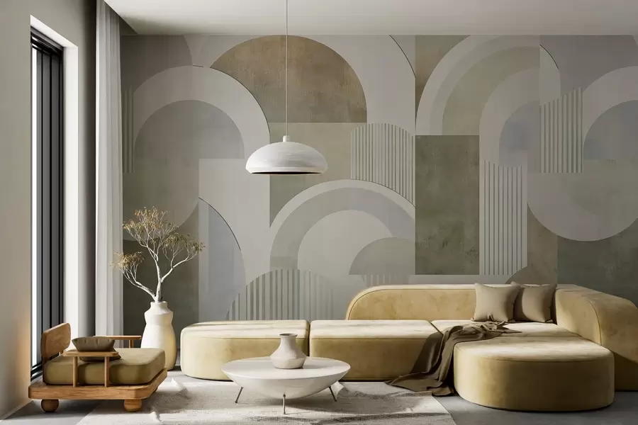 murais de parede Geometria abstrata em estilo art déco com um efeito retrô w04079