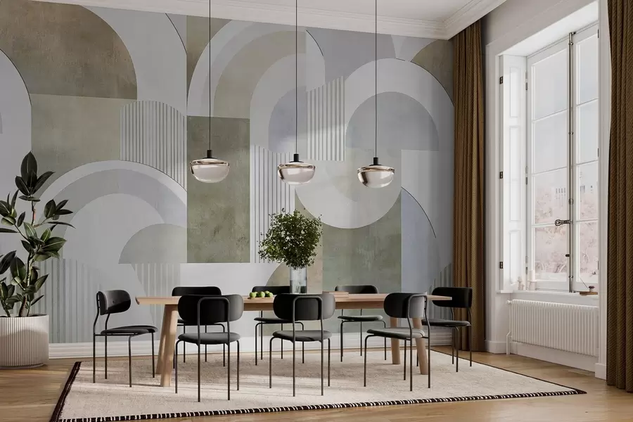 murais de parede Geometria abstrata em estilo art déco com um efeito retrô w04079