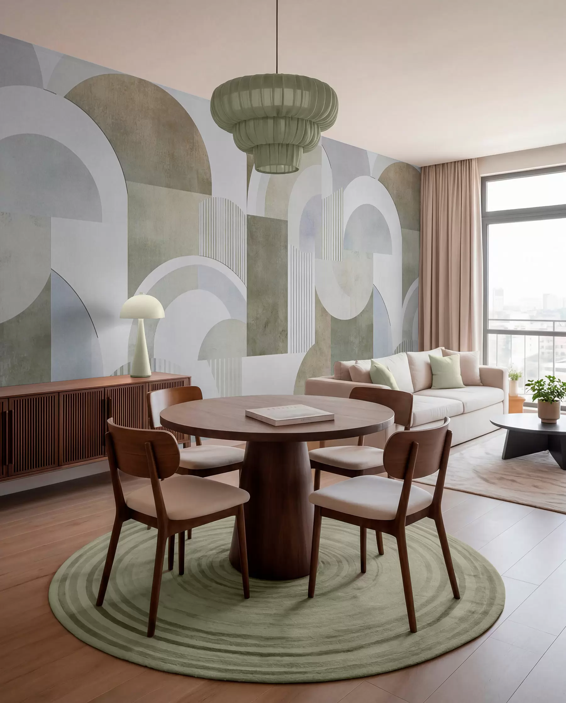 murais de parede Geometria abstrata em estilo art déco com um efeito retrô w04079