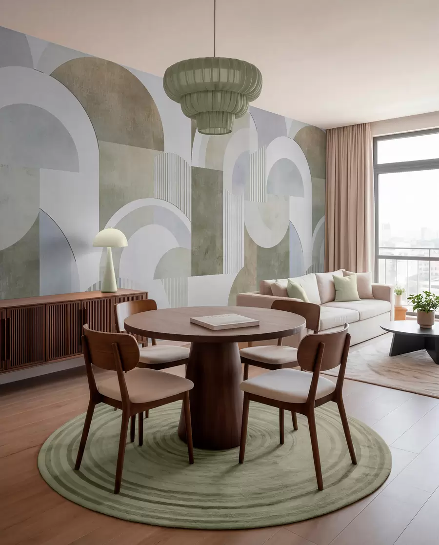 murais de parede Geometria abstrata em estilo art déco com um efeito retrô w04079