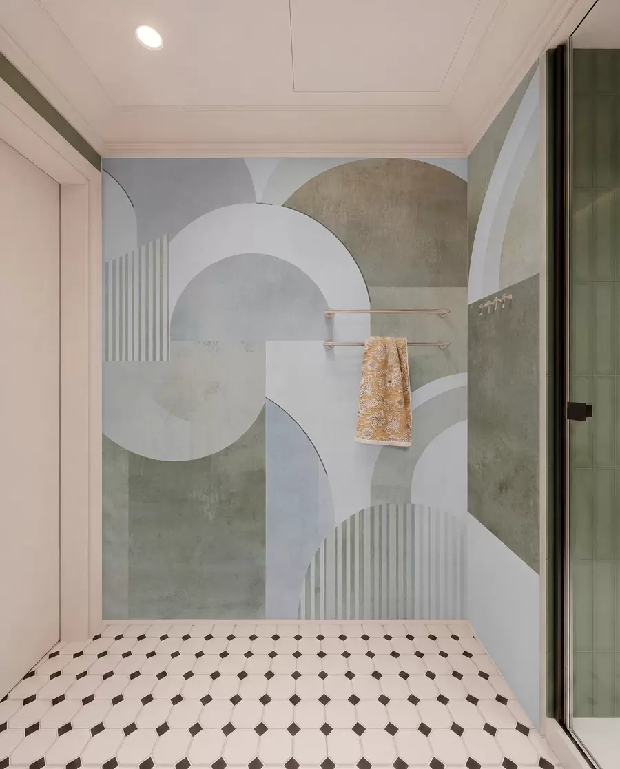 murais de parede Geometria abstrata em estilo art déco com um efeito retrô w04079
