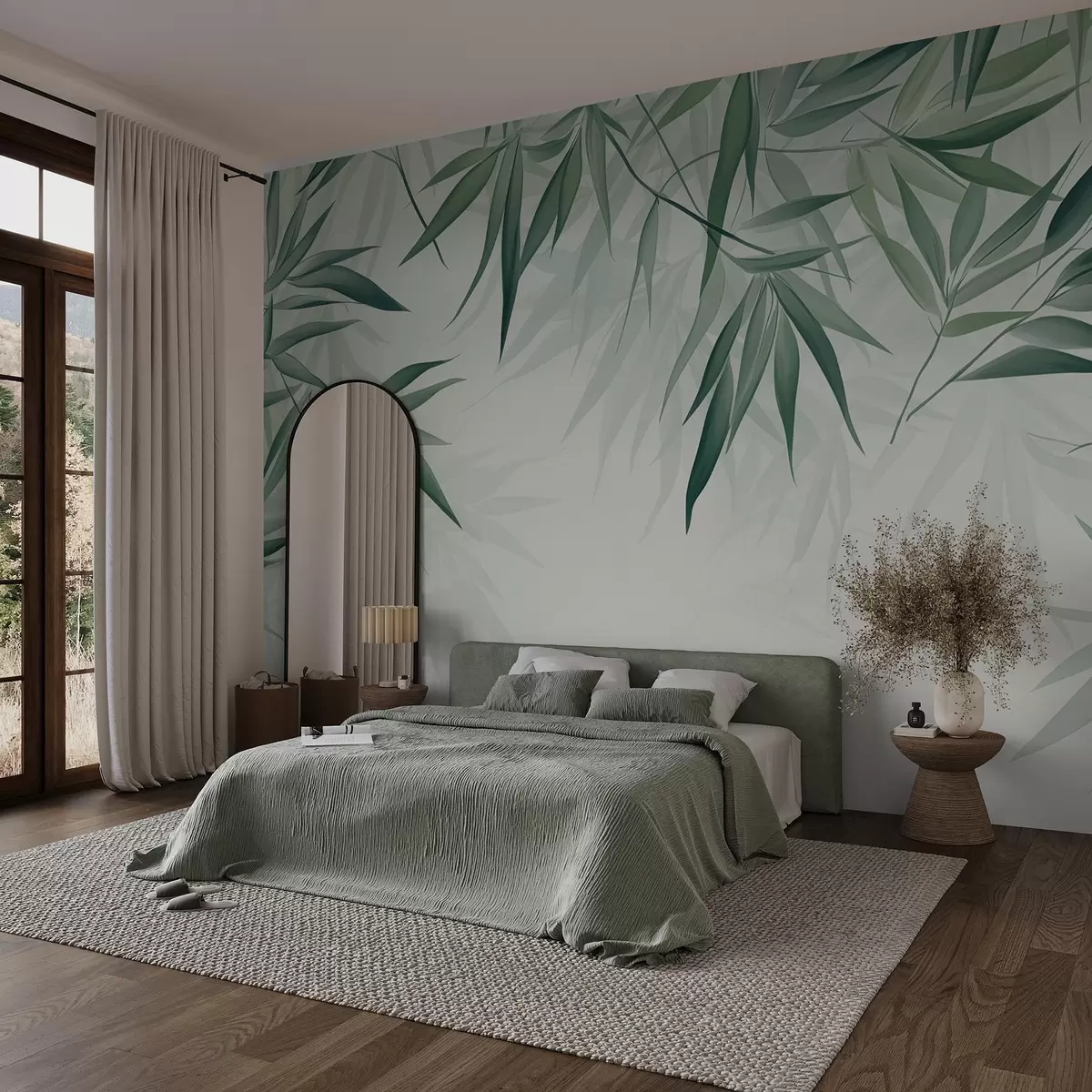 murais de parede Folhas de bambu w04147