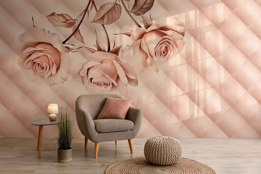 murais de parede rosas em pó em estilo retrô w04141