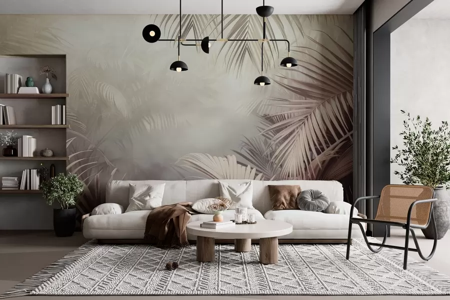 murais de parede selva tropical com um tom neutro w04142v1