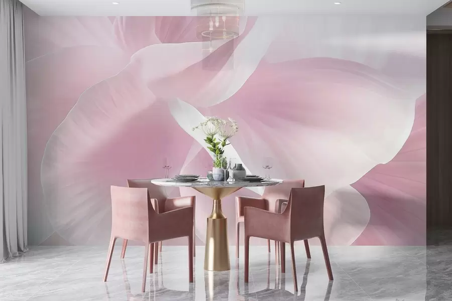 murais de parede Flor abstrata texturizada com pétalas delicadas, iluminação suave, composição elegante, estética minimalista w09211v1