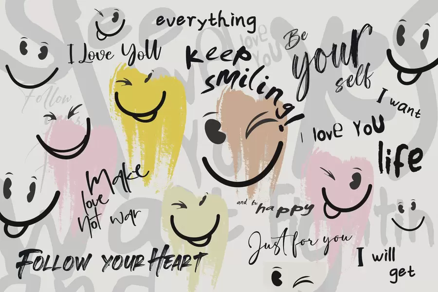 murais de parede Emoticons e inscrições w04174