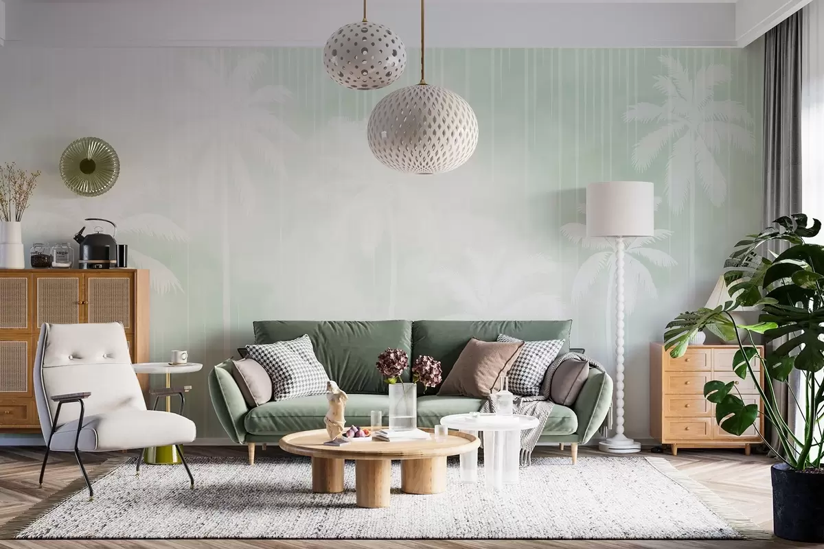 murais de parede Neblina com palmeiras w04180v3