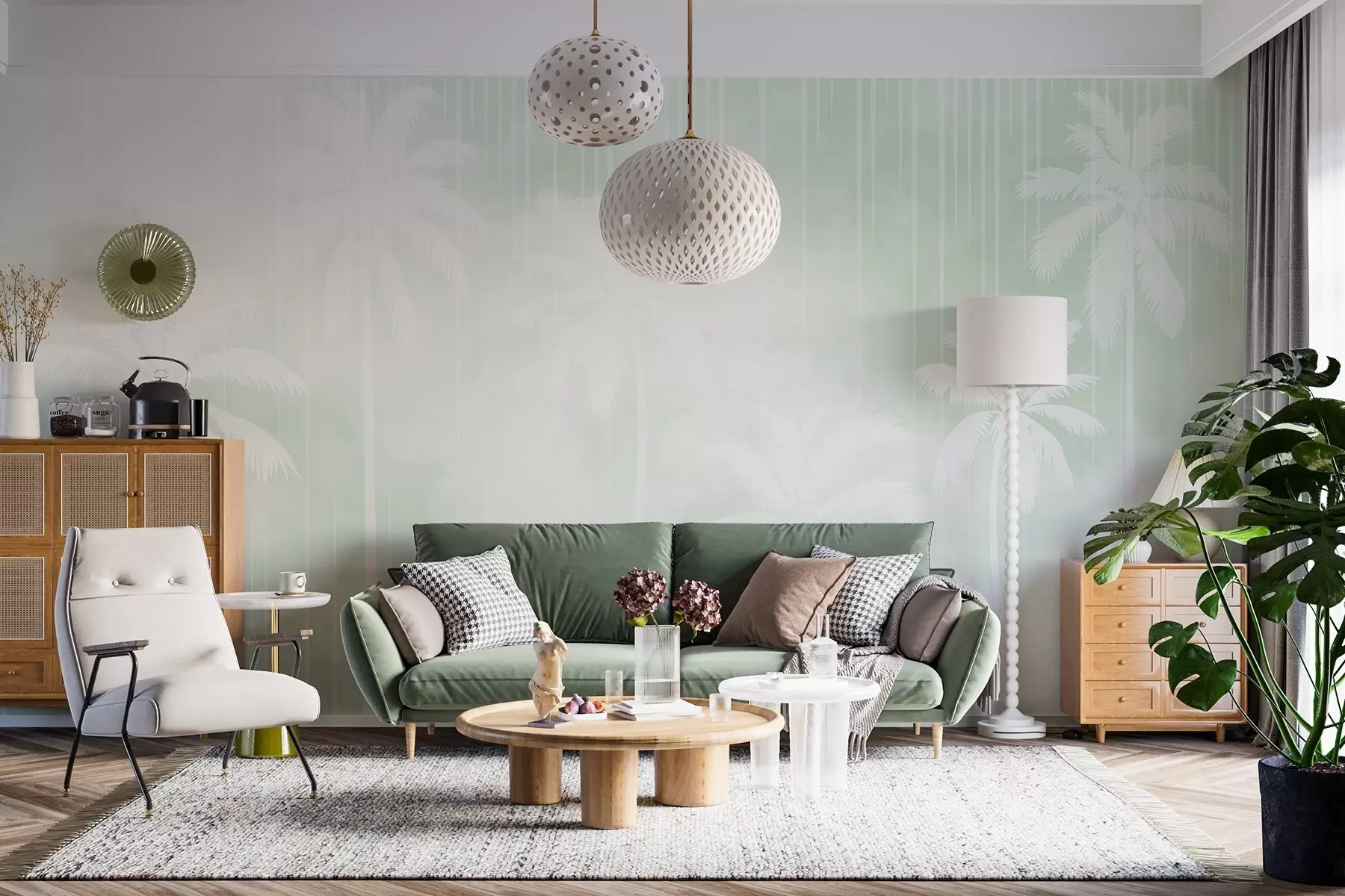 murais de parede Neblina com palmeiras w04180v3