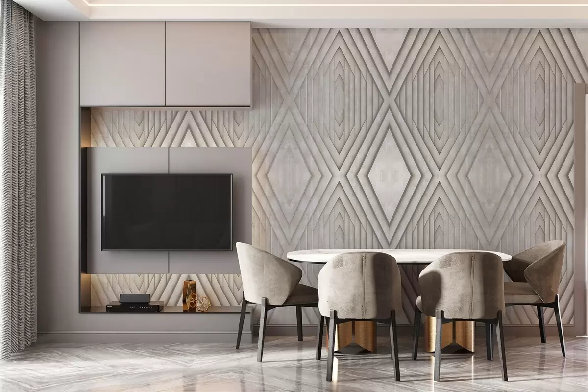 murais de parede imitação de painéis de madeira nas cores bege w04168