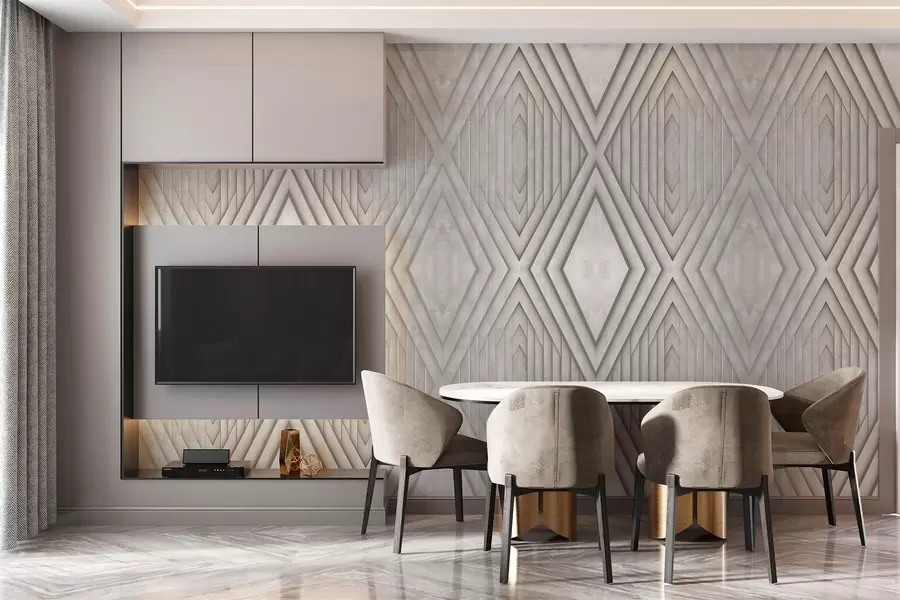 murais de parede imitação de painéis de madeira nas cores bege w04168