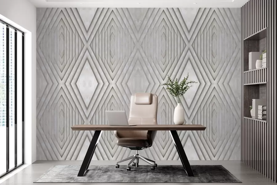 murais de parede imitação de painéis de madeira nas cores bege w04168