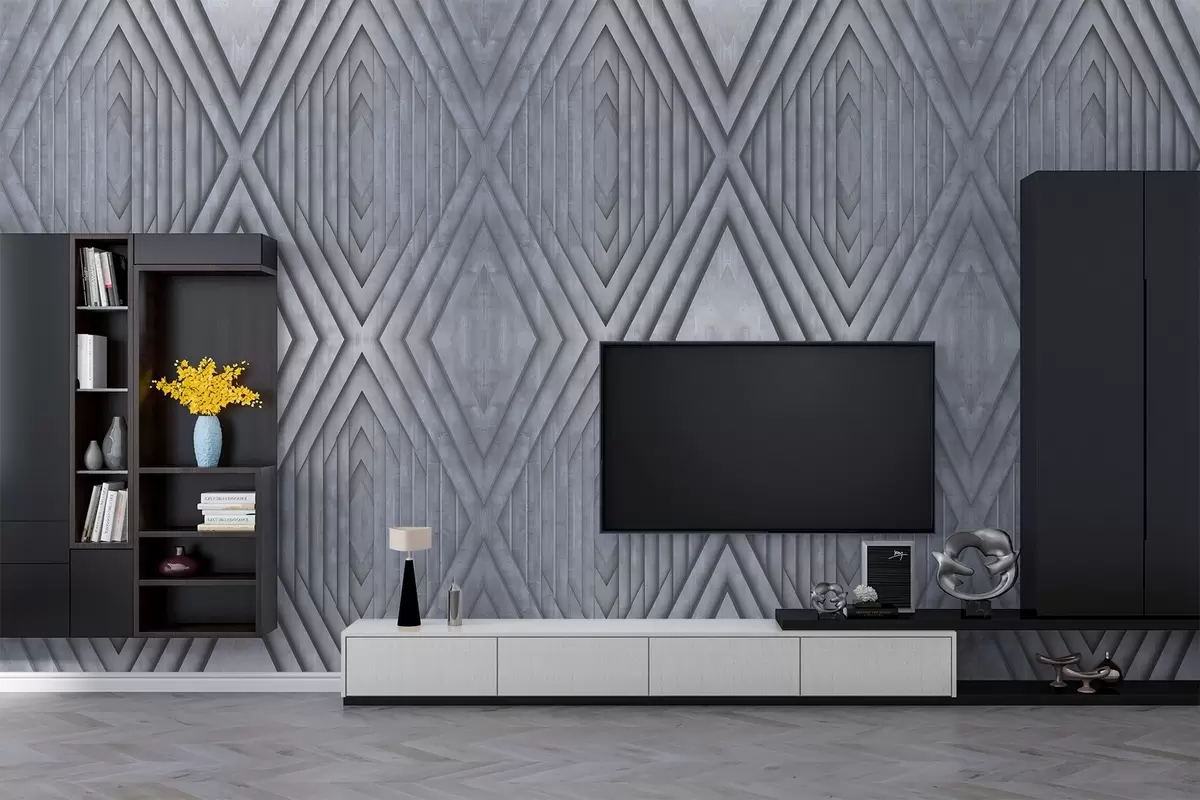 murais de parede imitação de painéis de madeira em tons de cinza frio w04168v2