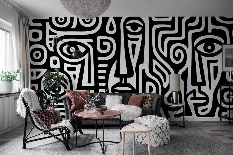 murais de parede Detalhes faciais estilizados w04186