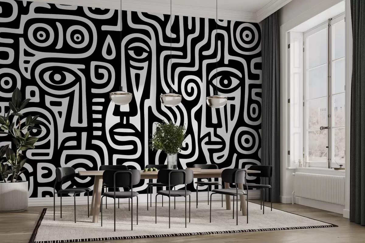 murais de parede Detalhes faciais estilizados w04186