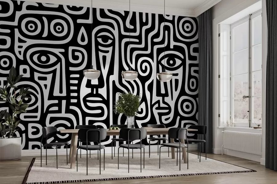 murais de parede Detalhes faciais estilizados w04186