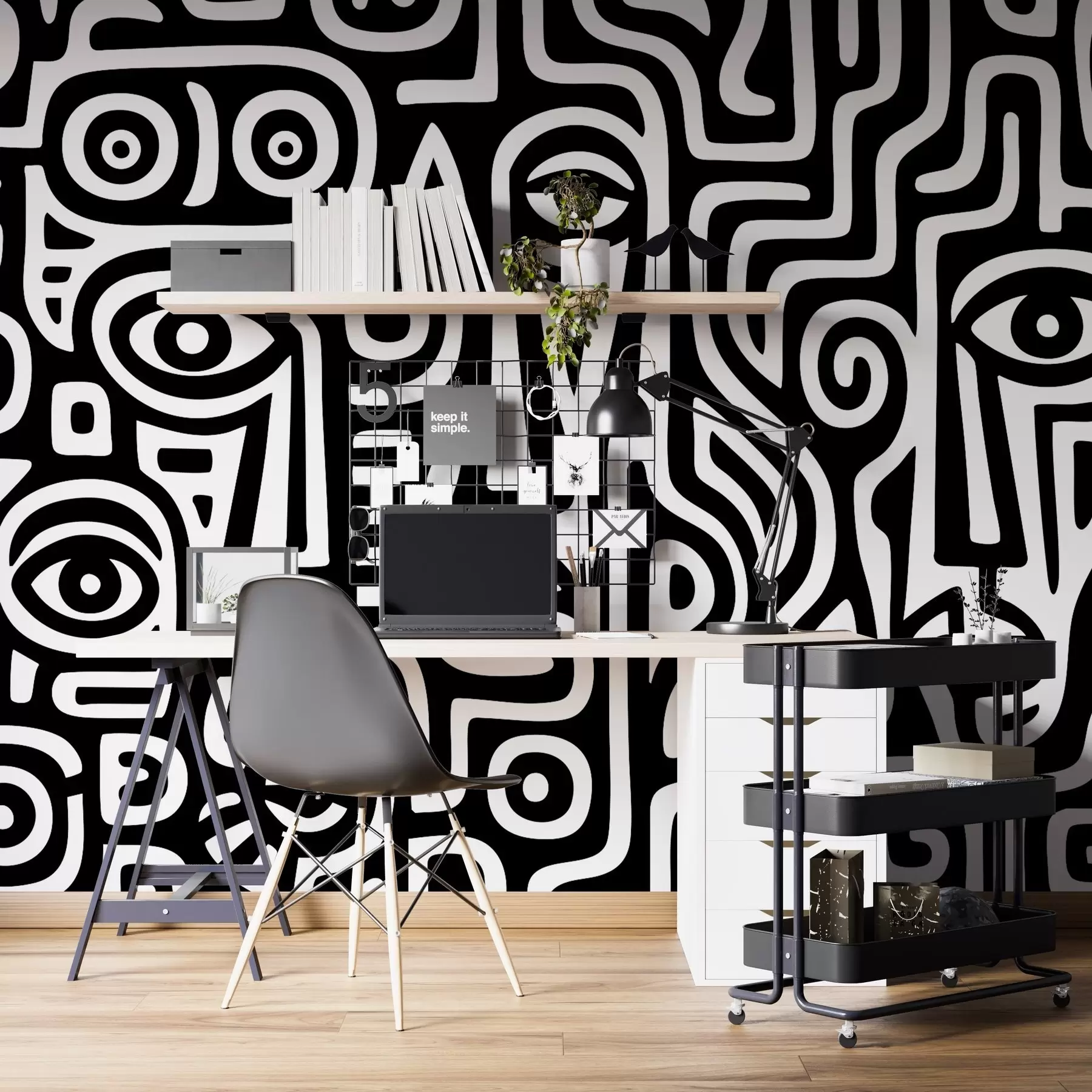 murais de parede Detalhes faciais estilizados w04186