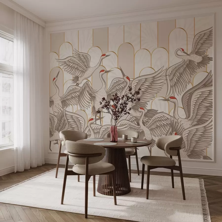 murais de parede Pássaros e arcos vintage w04193