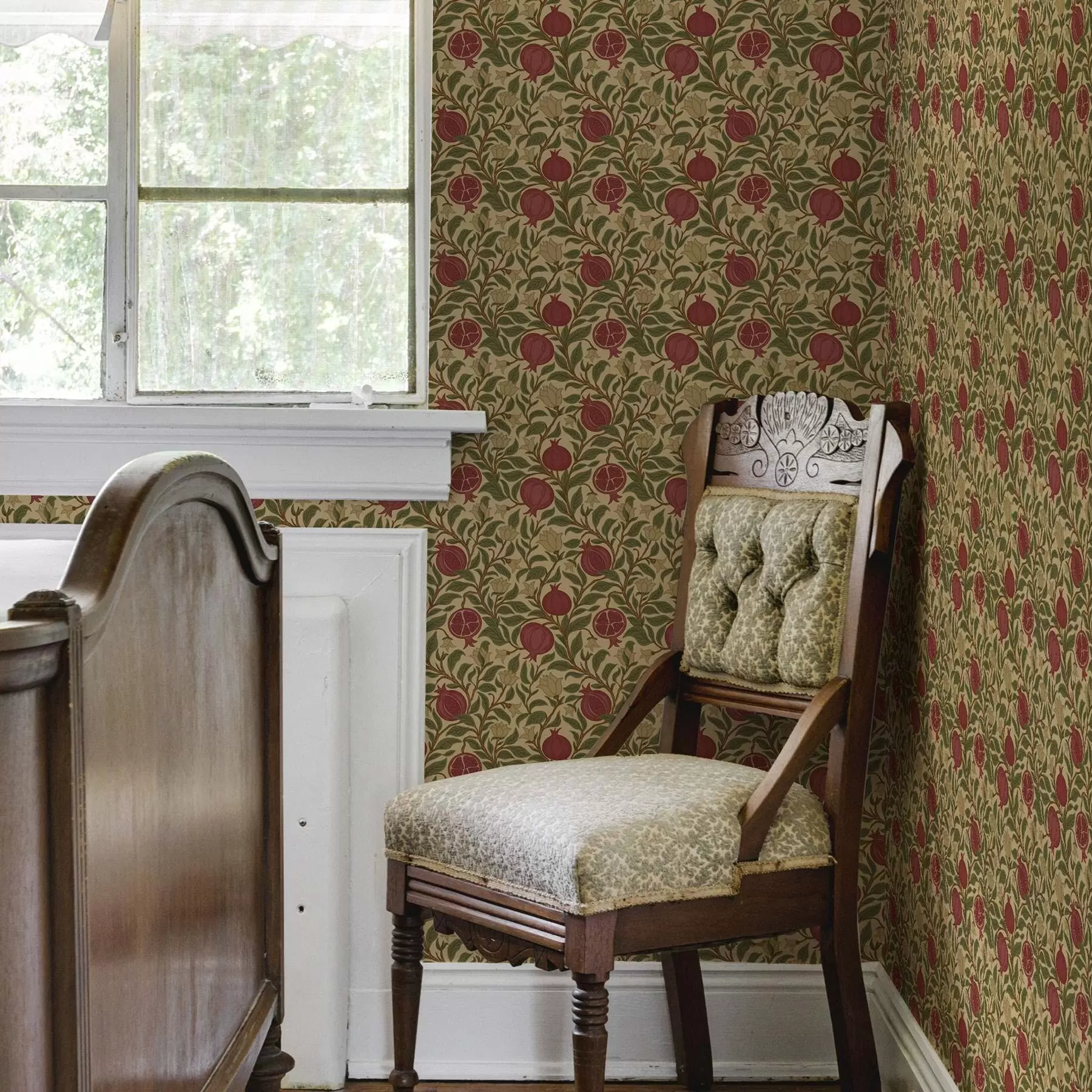 murais de parede Romãs e flores no estilo de William Morris a00240