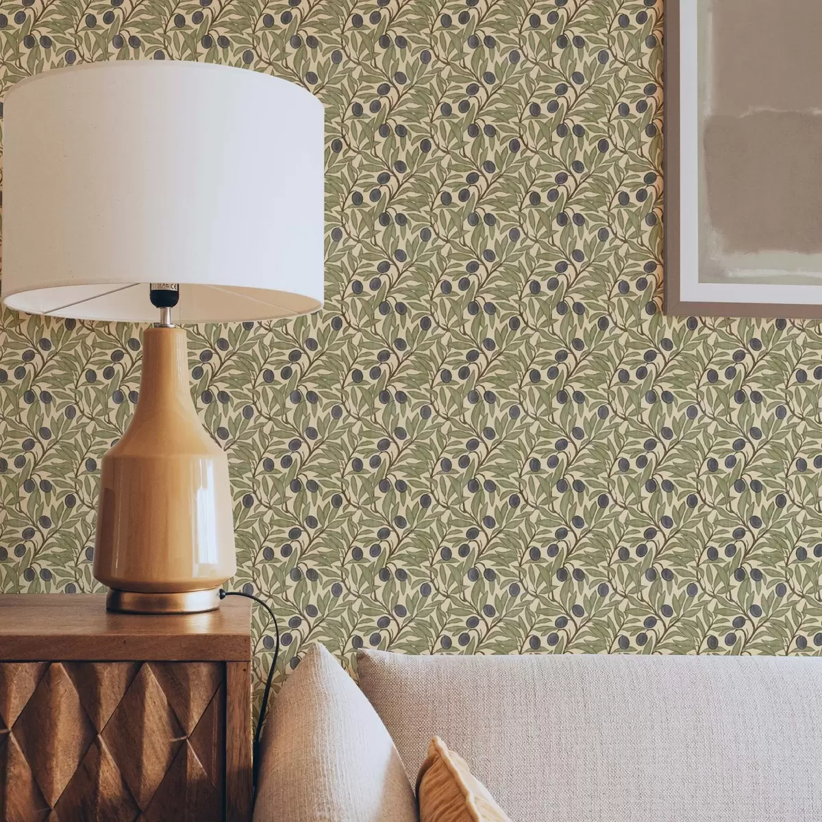 Papel de parede Azeitonas em galhos em uma paleta de azeitonas quentes a00246